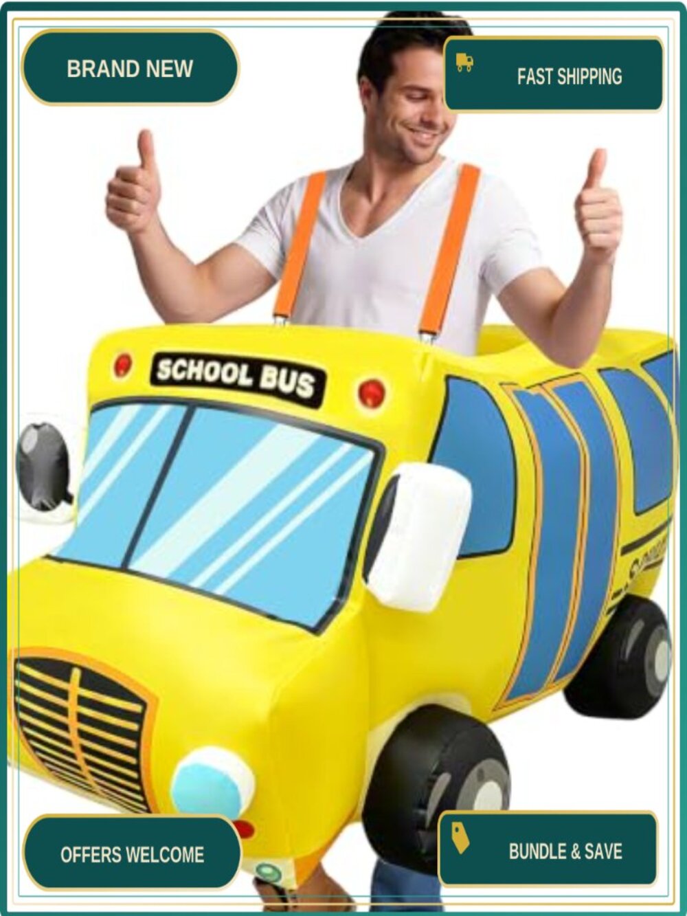 Inflatable School Bus Costume for Adults Halloween Party